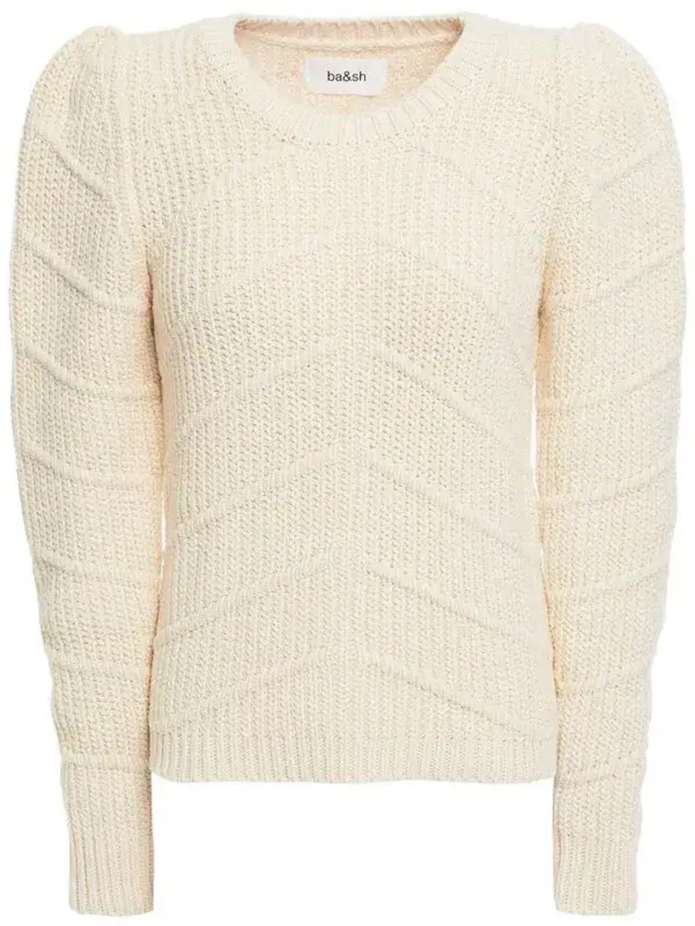 ba&sh Dabney Jumper Cream Knit Pullover Sweater with Puff Should size 1 small